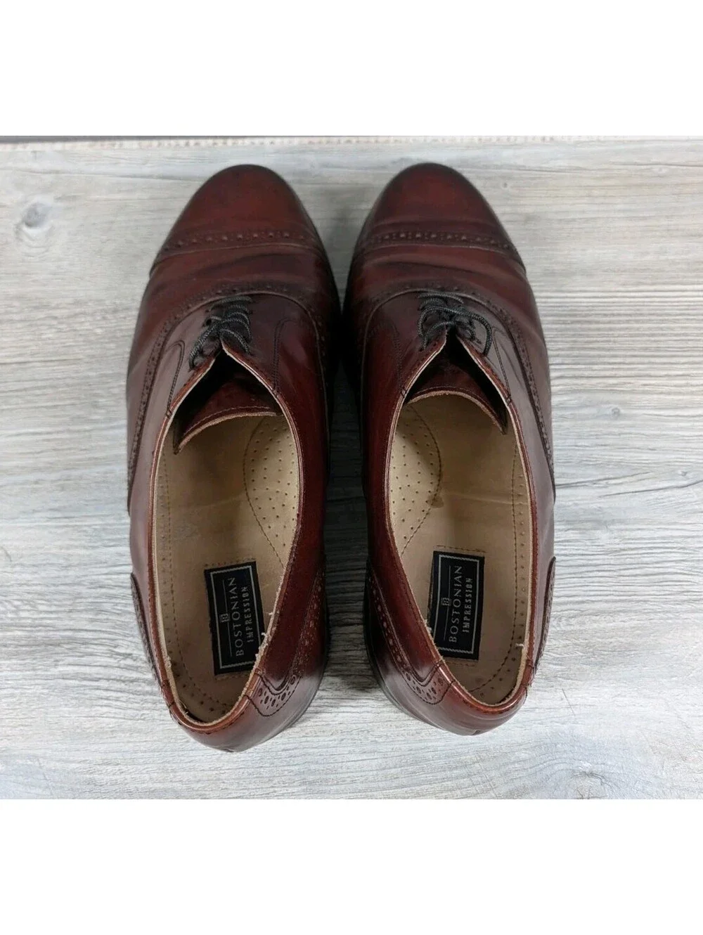 Bostonian Crown Windsor Cap Toe Oxford Mens 12 Brown Leather Brogue Dress Shoe